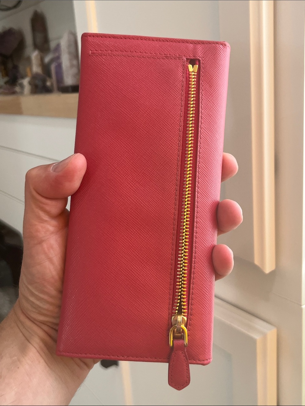 Prada Fuchsia Saffiano Leather Bow Continental Wallet Good Condition - Picture 13 of 13